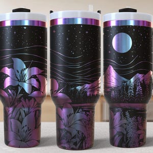 Lily flowers 40oz Tumbler Laser Engrave File, 40 oz Quencher flowers Tumbler Wrap SVG and PNG File,flowers Laser Engraving Tumbler