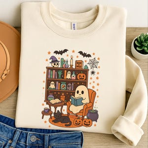Retro Ghost Reading Books SVG, Librarian Ghost Halloween PNG, Halloween Teacher svg, Halloween Shirt, Teacher Gift, Boo School, witch png