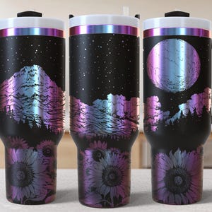 Sunflowers 40oz Tumbler Laser Engrave File, 40 oz Quencher Wildflowers Tumbler Wrap SVG and PNG File, Laser Engraving Tumbler