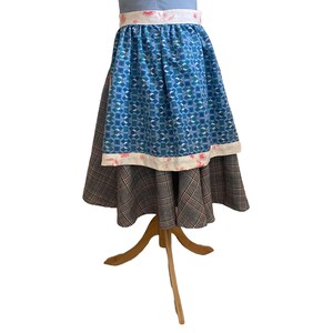 Marian Knee-Length Peasant Apron with Borders and Midi Full Circle Skirt, Front