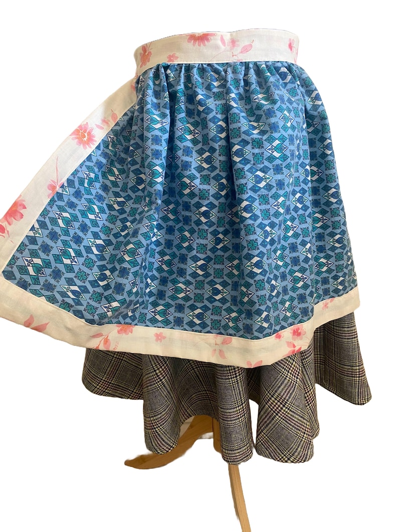 Marian Knee-Length Peasant Apron with Borders and Midi Full Circle Skirt, Front