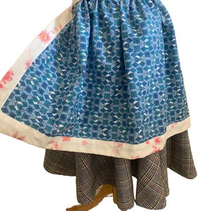 Marian Knee-Length Peasant Apron with Borders and Midi Full Circle Skirt, Front