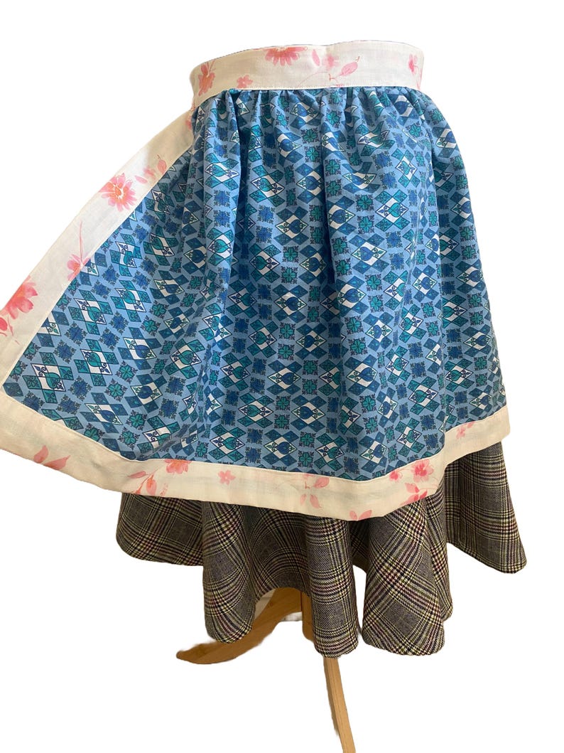 Marian Knee-Length Peasant Apron with Borders and Midi Full Circle Skirt, Front