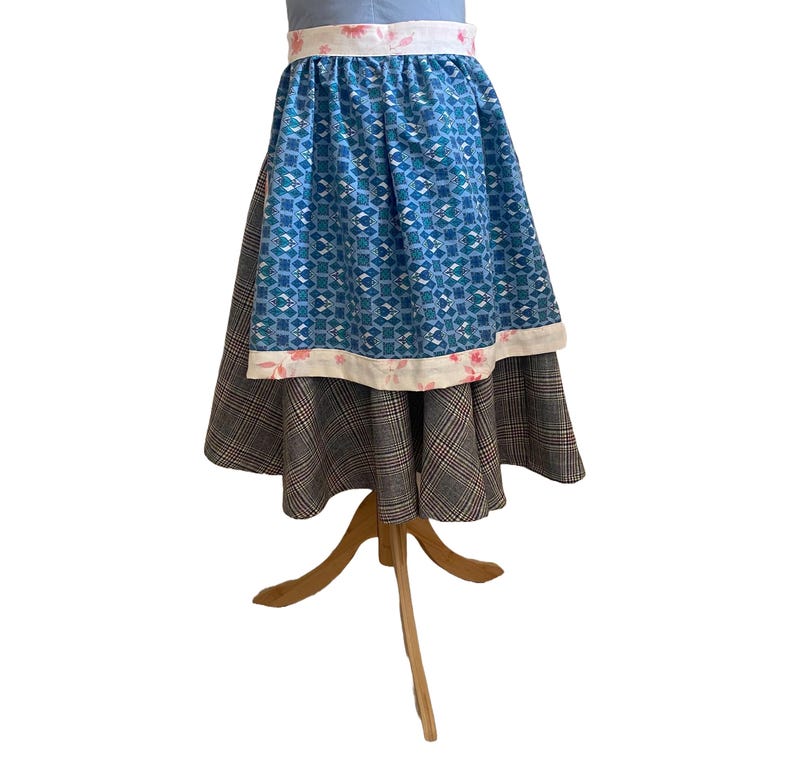 Marian Knee-Length Peasant Apron with Borders and Midi Full Circle Skirt, Front