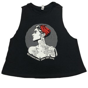 Rosie the Riveter Inspired Crop Top Screen Printed Crop Top Punk Racerback Crop Top for Women Tank Top Summer Shirt Gift for Her image 5