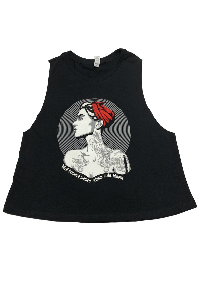 Rosie the Riveter Inspired Crop Top Screen Printed Crop Top Punk Racerback Crop Top for Women Tank Top Summer Shirt Gift for Her image 5