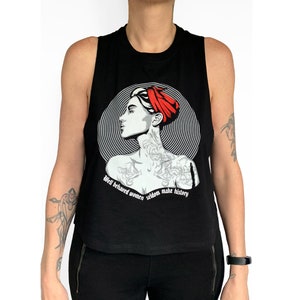 Rosie the Riveter Inspired Crop Top Screen Printed Crop Top Punk Racerback Crop Top for Women Tank Top Summer Shirt Gift for Her image 2
