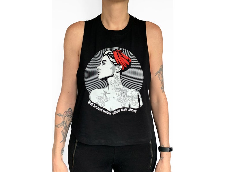 Rosie the Riveter Inspired Crop Top Screen Printed Crop Top Punk Racerback Crop Top for Women Tank Top Summer Shirt Gift for Her image 2