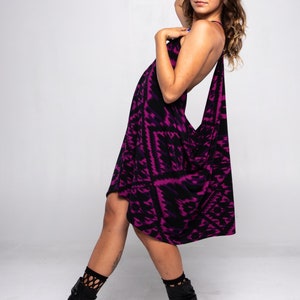 Printed Fuchsia Black Racerback Draped Dress, Loose Fit, Comfortable, Dress up or Down, One Size Fits XS-M image 4