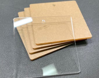 Square 3mm Cast Acrylic Blanks for DIY Crafts, Personalized Ornaments & Gift Tags