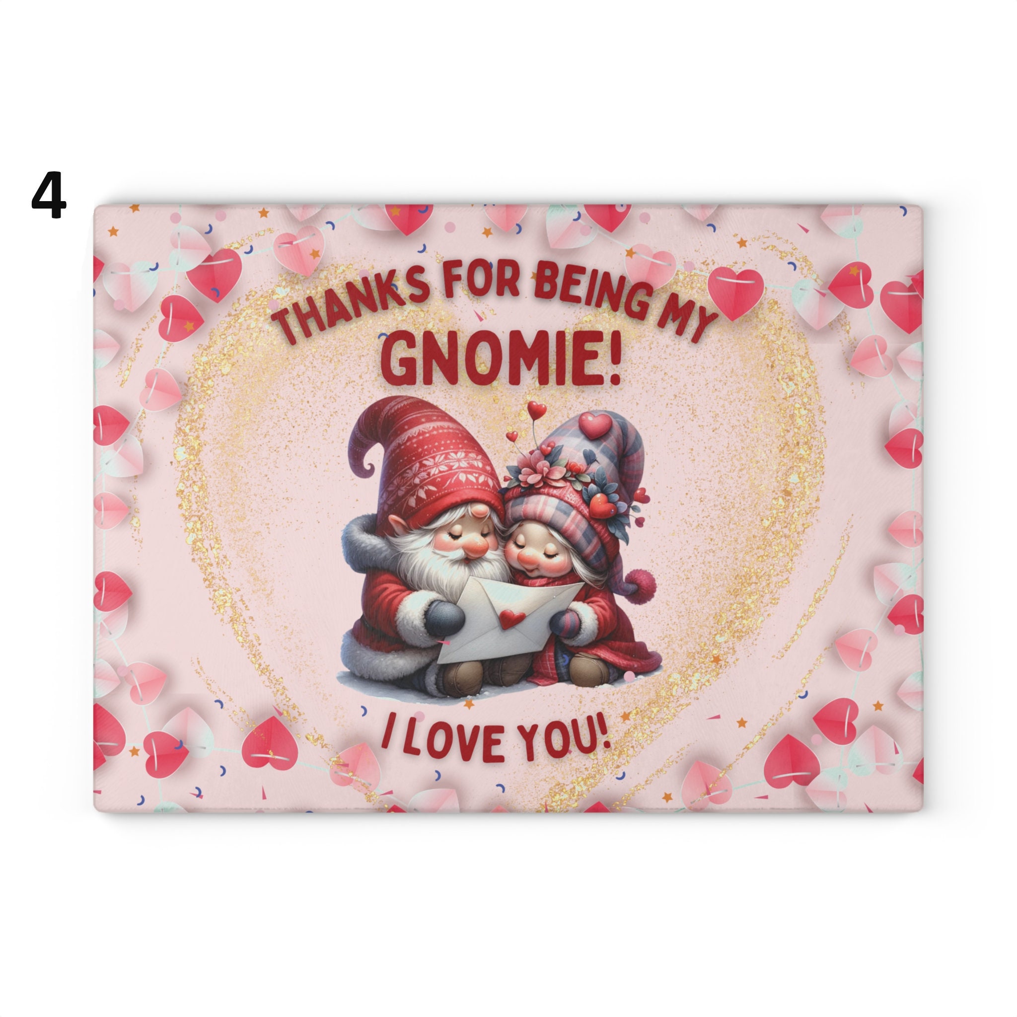 Sweet Gnome Valentine Glass Cutting Boards 8 Different Designs to
