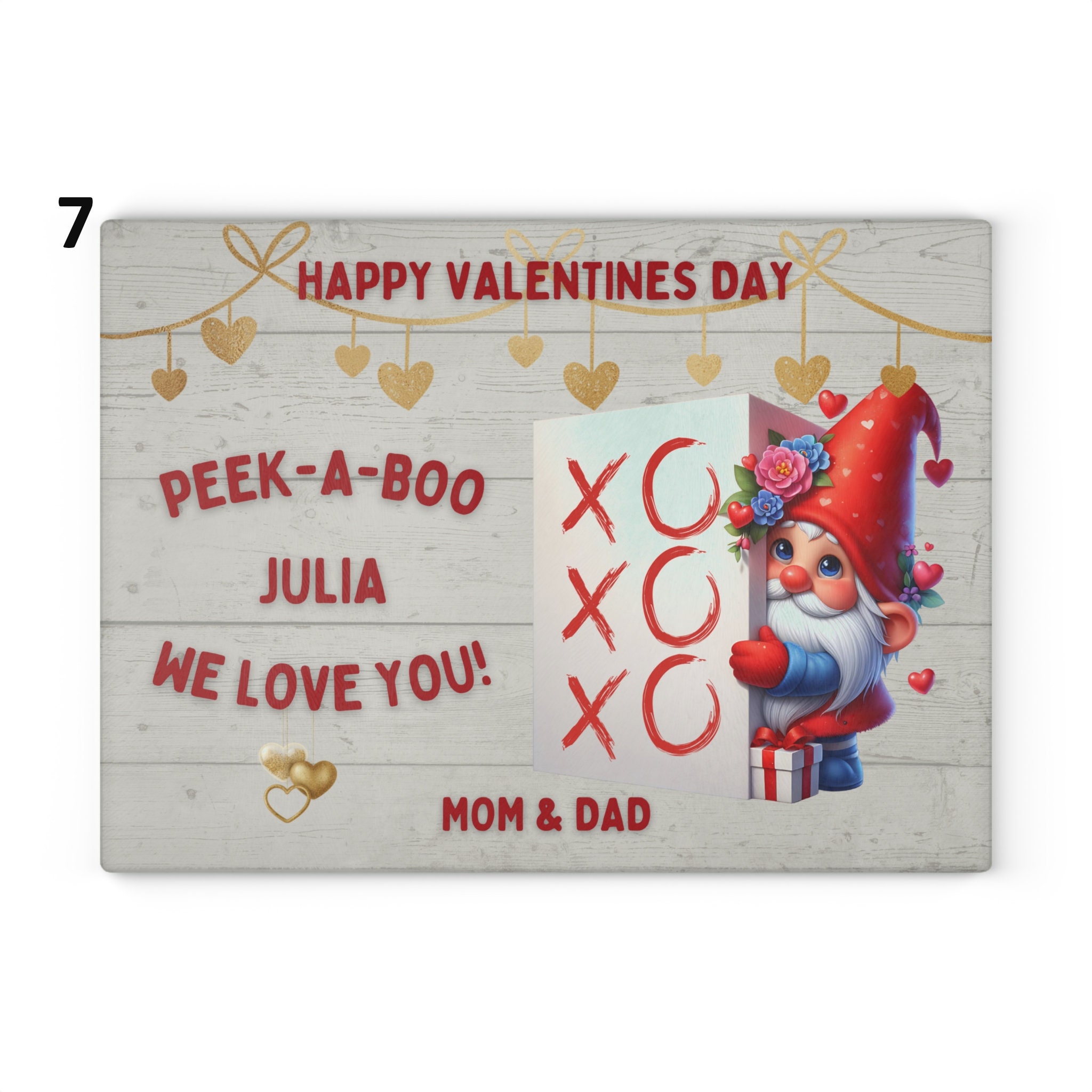 Sweet Gnome Valentine Glass Cutting Boards 8 Different Designs to