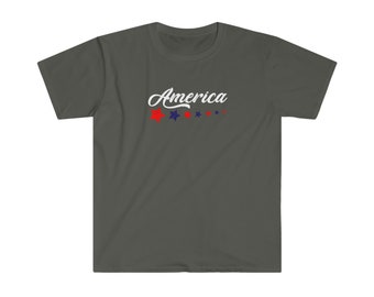 America Shooting Stars Patriotic Unisex Softstyle T-Shirt