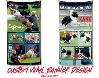 Custom Canine Celebration Photo Collage Banner for dog sport title announcements, achievements, milestones, show, breeders, and owners