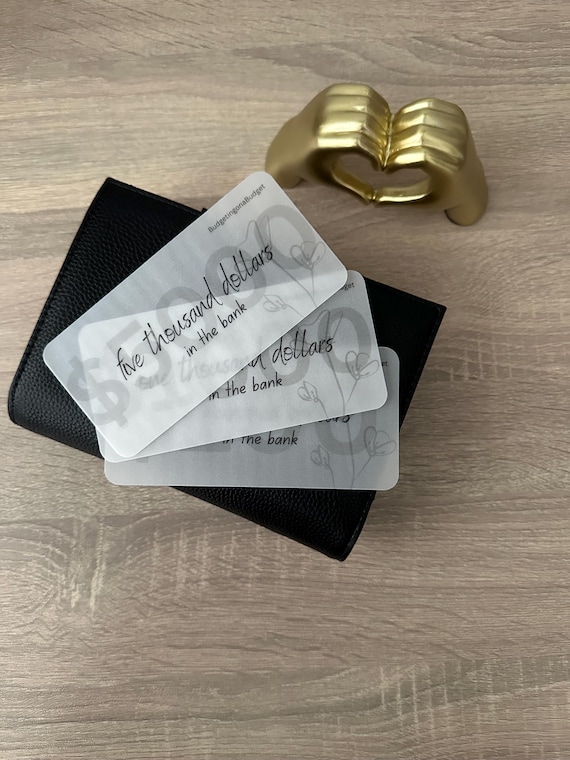 LAMINATED matte vellum Cash placeholder inserts for cash stuffing | 100, 500, 1000, 5000, fully funded | A6 personal size | 3 mil or 5 mil