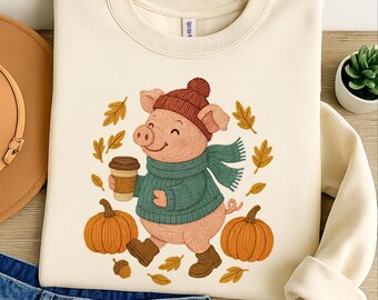 Autumn Pig Png, Fall Coquette Png, Girly Autumn Png, Pumpkin Season Png, Fall Vibes Png, Autumn Leaves Pumpkin Png, Trendy Pig Png