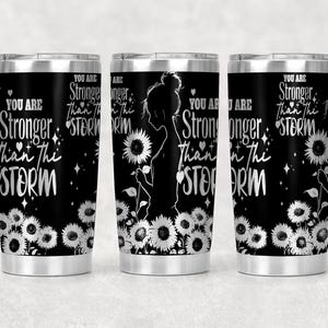 Daily Affirmations Tumbler Wrap Laser Svg, 20 oz Tumbler Laser Engraved File Design,Sunflowers You are Stronger Tumbler Wrap Laser Engraving