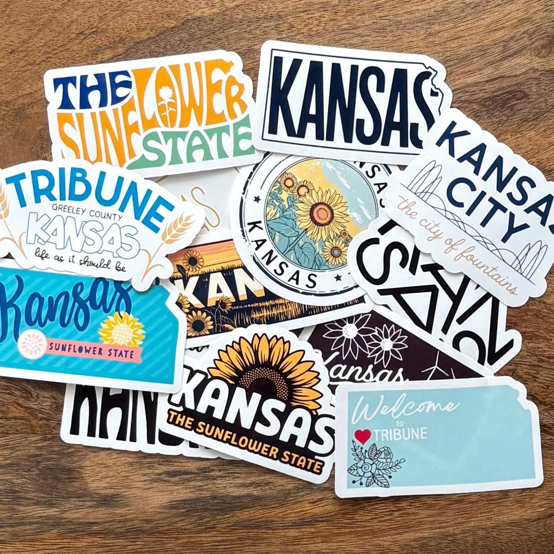 Kansas Stickers Kansas, Die-cut Stickers, Water Resistant, Laptop, Notebook, Water ...