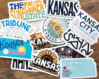 Kansas, Die-cut Stickers, Water Resistant, Laptop, Notebook, Water Bottle, 3 inch