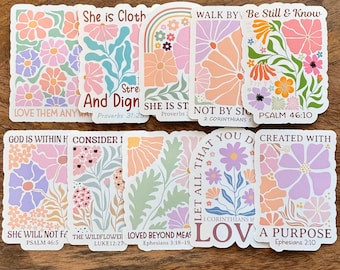 Faith Floral Die-cut Stickers, Water Resistant, Proverbs