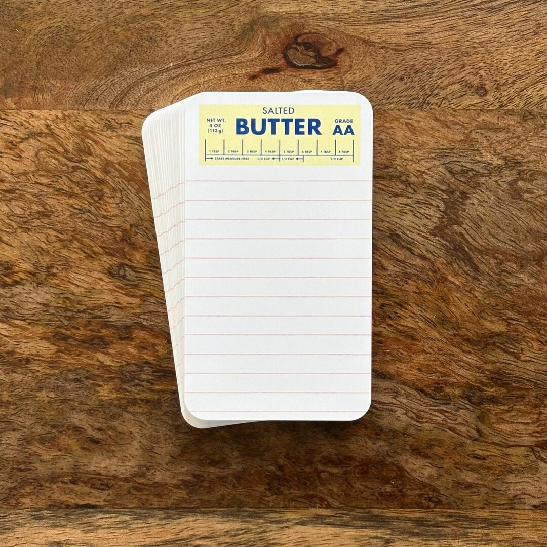 Mini Notes - Butter/baking Theme With Lines - Notecard Sets 25/50/75 ...