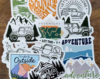 Adventure, Jeep Die-cut Stickers, Water Resistant