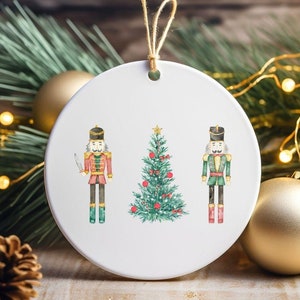 Nutcracker Tree Ornament, Beautiful color Nutcrakers with tree, Holiday Keepsake Gift