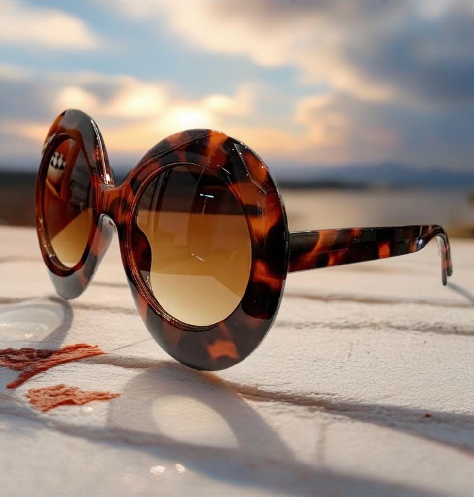 Personalized Oversized Brown Leopard Sunglasses With  display picture 3