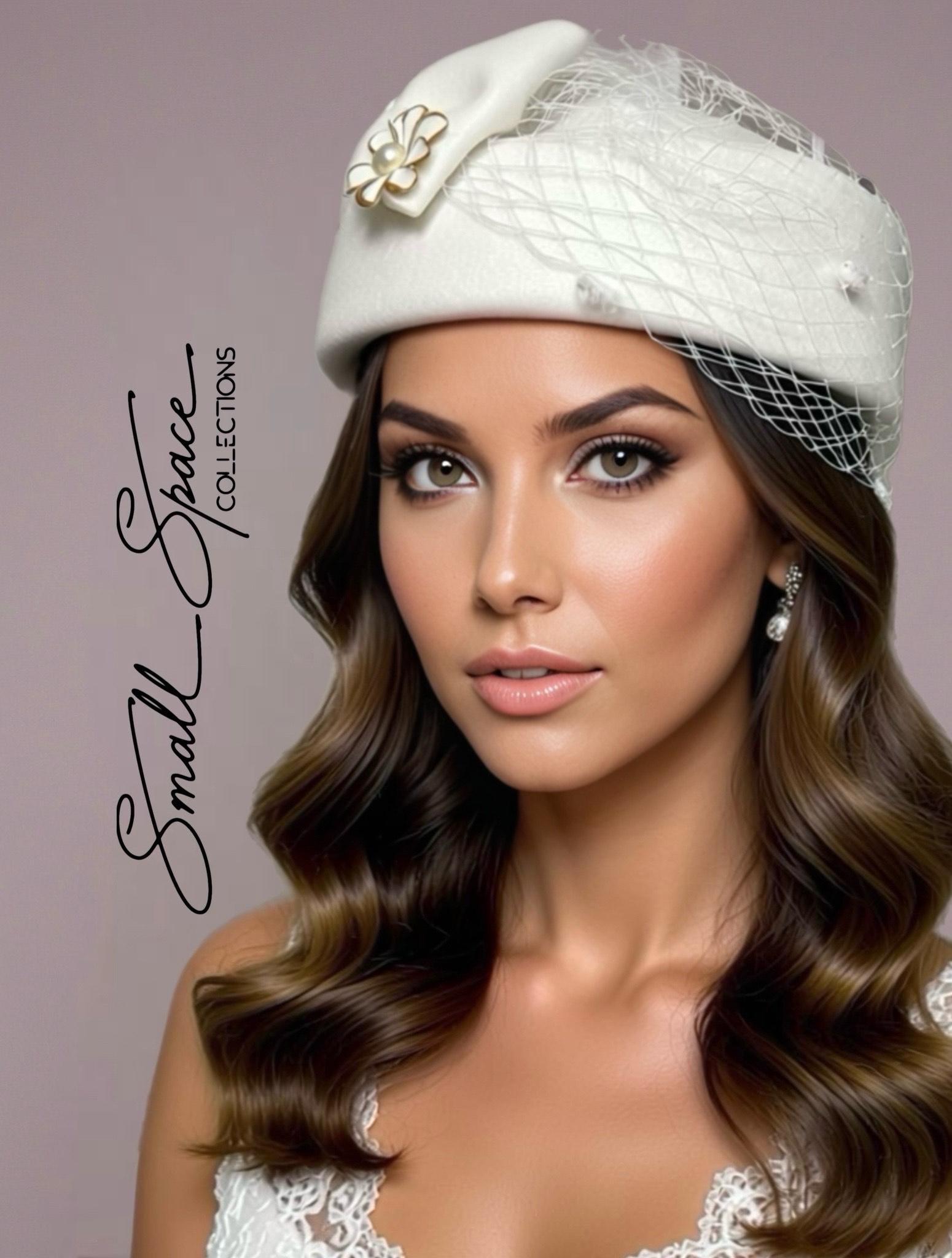 Beresford Women\'s White Pillbox Hat Veil Woven Ribbon Puff Accents ILGWU White Pillbox Hat Veil - Etsy main image 2