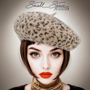 Vintage Style Leopard Fur Beret: French Couture Accessory | Unique Headwear For Women With Style | Winter Fashion | Fur Hats For Her