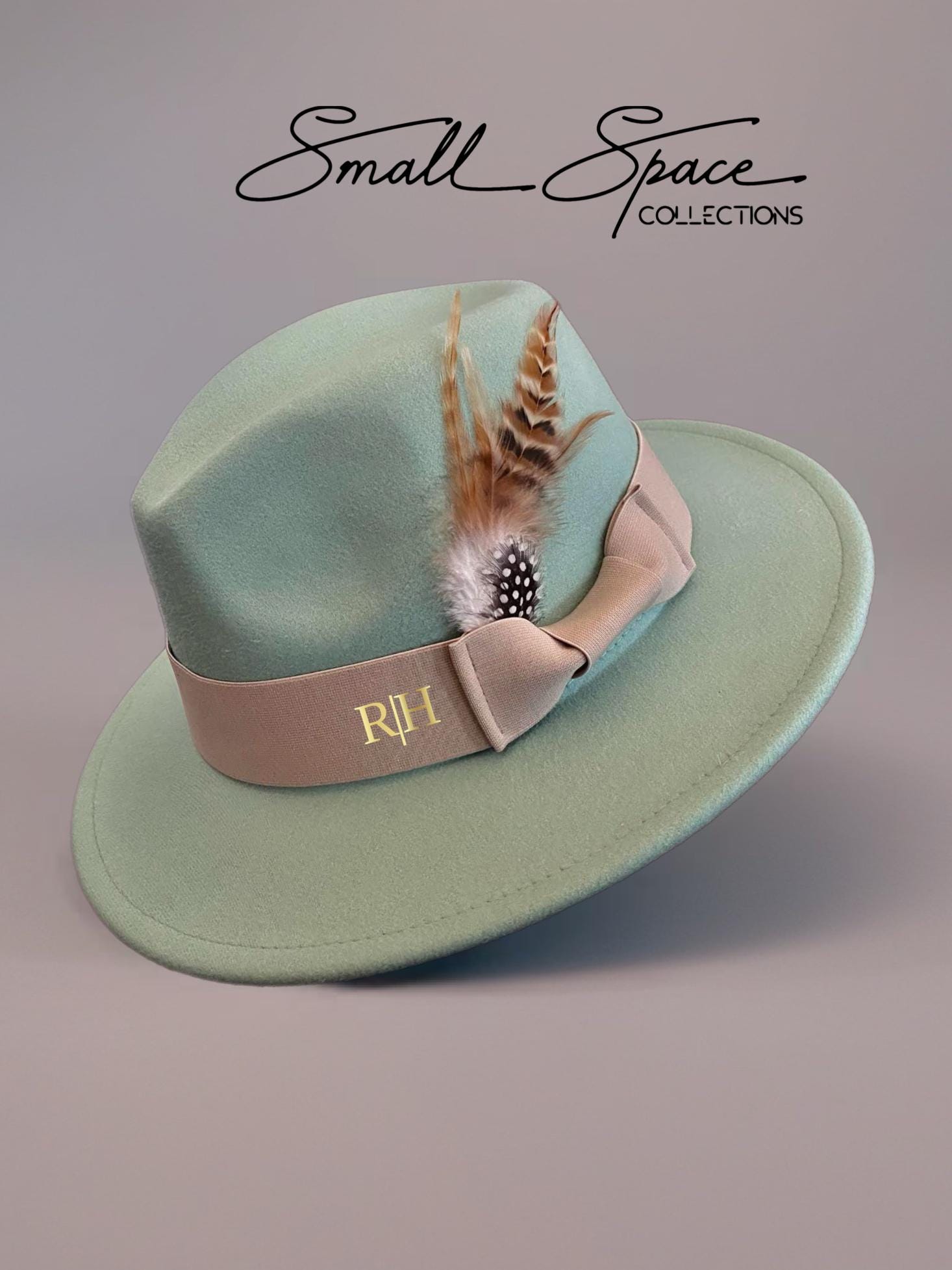 Classic Wide Brim Felt Fedora Hat with Feathers, Unisex Adjustable EOGIMI Short Brim Fedora Hat for Men Women Felt Trilby with  main image 3