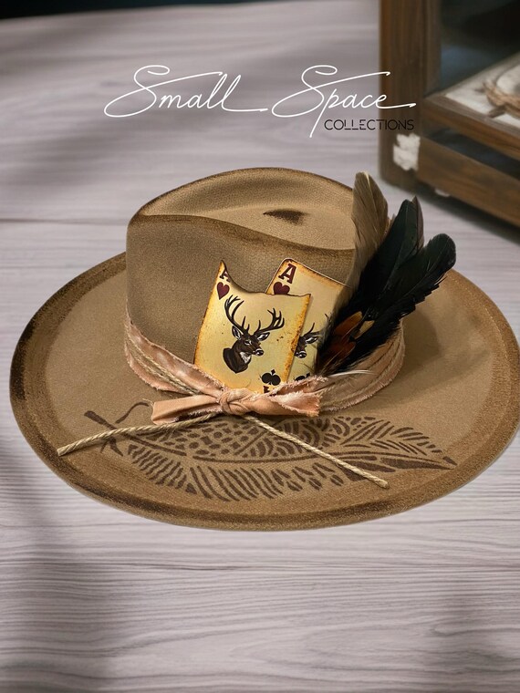 Custom Hand-burned Camel Felt Fedora Hat | Handmade  display picture 3