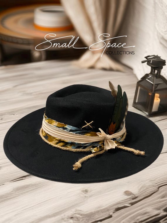 Wide Brim Felt Fedora Hat with Feathers - Adjustable Unisex BUDUBIBI Fedora Hat for Men and Women, Classic Woolen  main image 2