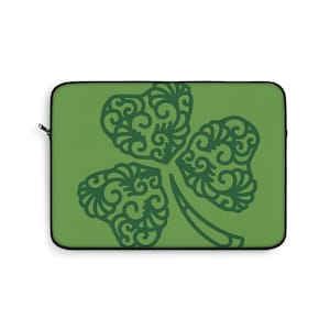 Shamrock Laptop Sleeve, Green Computer Case, St. Patrick&#39;s Day Laptop Case, Green Clover Laptop Case, Gift For Family And Friends
