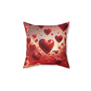 Heart Pattern Square Pillow, Red Hearts Pillow Home Decor, Air Hearts Cusion,  A Great House Warming Gift For New Neighbors, Family, Friends