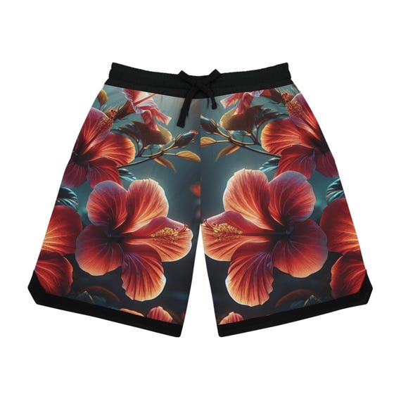 Hibiscus Floral Basketball Shorts