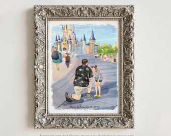Couple Proposal Watercolor Portraits From Photo, Engagement Gifts for Couples, Anniversary Gift for Him