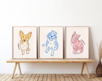 Custom Minimalist Line Art Dog Portrait from Photo, Personalized Dog Portrait, Custom Dog Line Drawing, Custom Pet Portrait