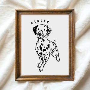 Ritratto digitale personalizzato di un animale domestico per cani/gatti, disegno minimalista dei cartoni animati per mamma/papà di un cane, regalo per gli amanti degli animali disegnato male, divertente arte personalizzata per cani