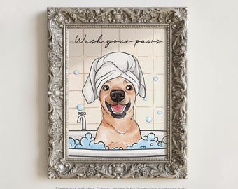 Custom Watercolor Dog Bathroom Art Portraits from Photo Personalized Funny Pet Bathroom Art Dog Wall Art Dog in Toilet Custom Dog Portraits