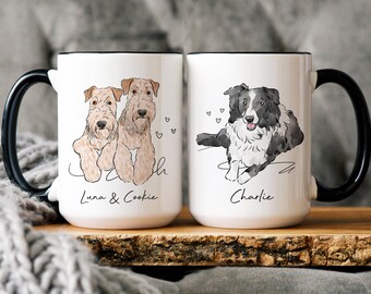 Custom Pet Portrait Mug, Custom Dog Portrait Mug - Cat Mug, Personalized Gift For Dog Owner