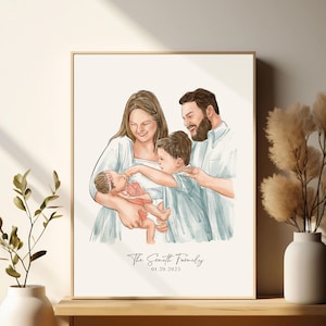 Custom Watercolor Portrait, Family Portrait Drawing From Photo, Couple Proposal Print, Anniversary Gift, Engagement Gift, Wedding Painting