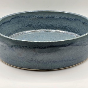 Small Blue Gray Bakeware Dish – Hand Thrown Ceramic Tray with Handles, Decorative or Functional
