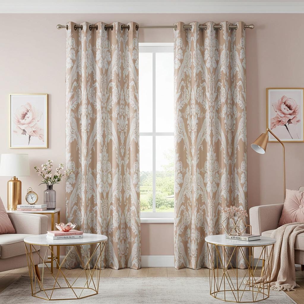 Rideau Jacquard Damask 150 x 290 cm à passants par Blanc Mariclo