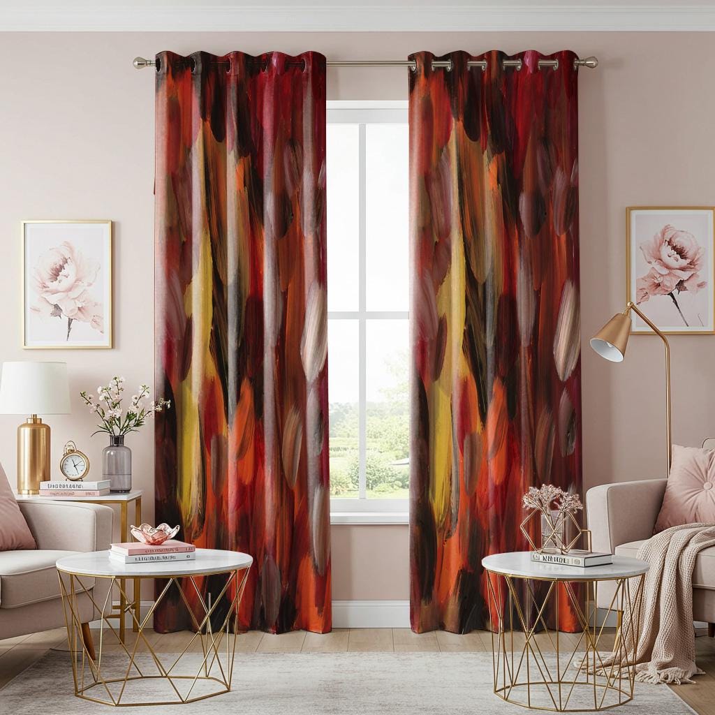 7. Warm-Toned Curtains