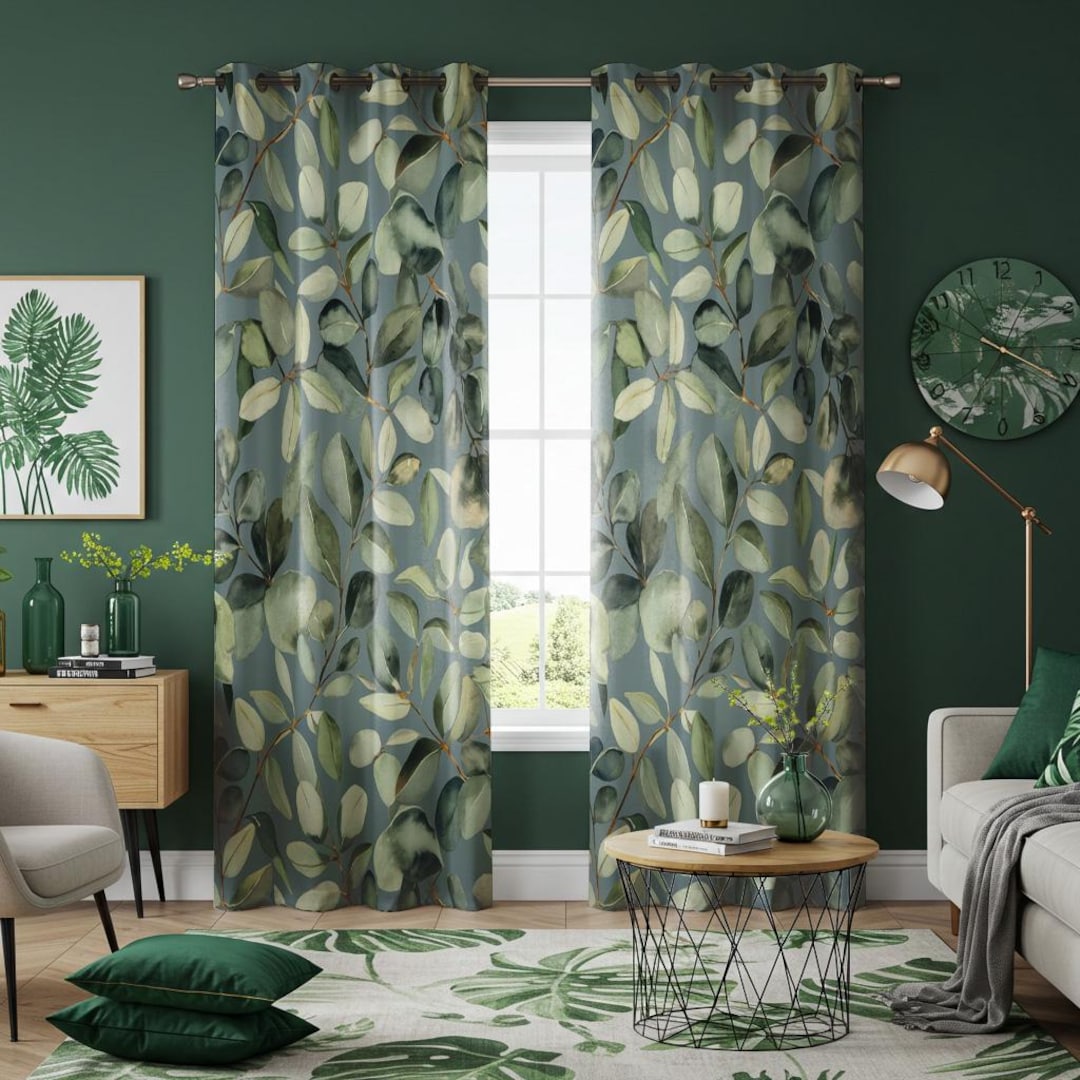 Tokusyou Gordijn met groene bladeren, ondoorzichtig, met inslagringen, landhuis, verduisteringsgordijnen, vintage decogordijn, thermogordijn, koudebescherming, wit, voor slaapkamer, raam, set van 2 Tokusyou Gordijn met groene bladeren, ondoorzichtig, met inslagringen, landhuis, verduisteringsgordijnen, vintage decogordijn, thermogordijn, koudebescherming, wit, voor slaapkamer, raam, set van 2