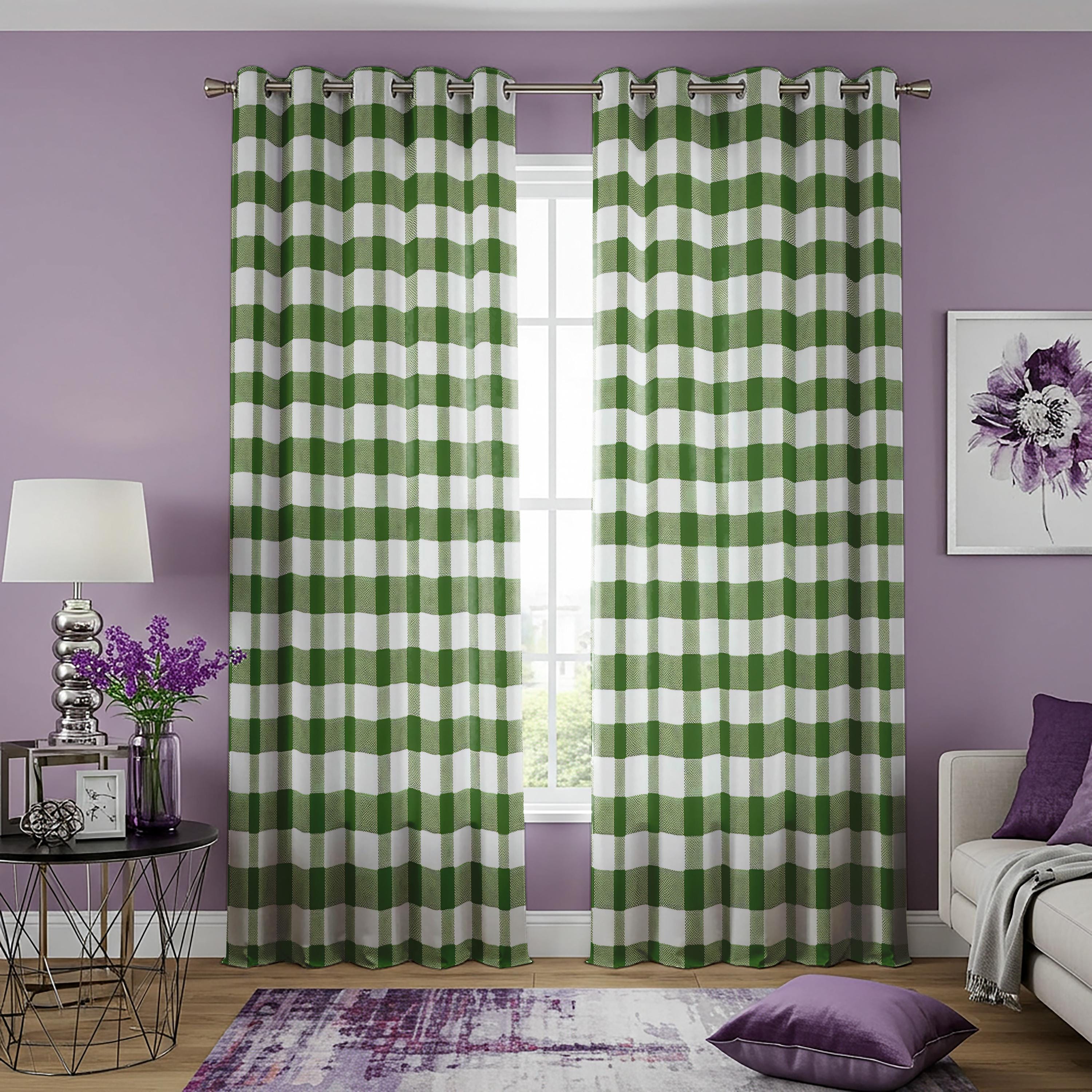 Cortinas Vichy Rojo Y Blanco - 2 Paneles De 107x160 Cm En Poliéster, Opacas Y Con Bolsillo Para Barra, Para Sala O Dormitorio