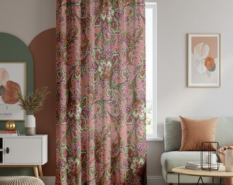 Paisleygordijnen, klassieke bloemengordijnen, raamdecoratie met boho- en retropatroon