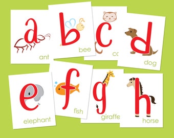 Printable, Digital 4"x5" ABC Flashcards for Babies, Infants, Toddlers, Kids, Children, Parties. Instant Download Alphabet Cards