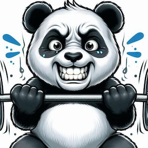 panda,Ejercitandose png imprimible